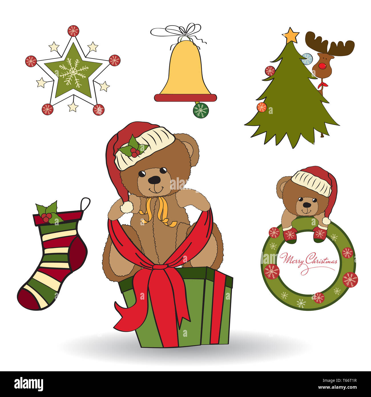 Decorazione di Natale set di elementi Foto Stock