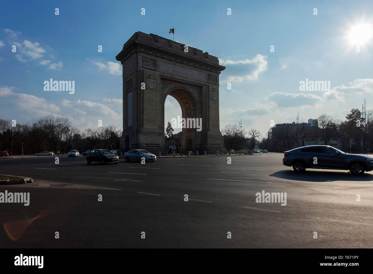 Il Arcul de Triumf o Arco di Trionfo, Bucarest, Romania Foto Stock