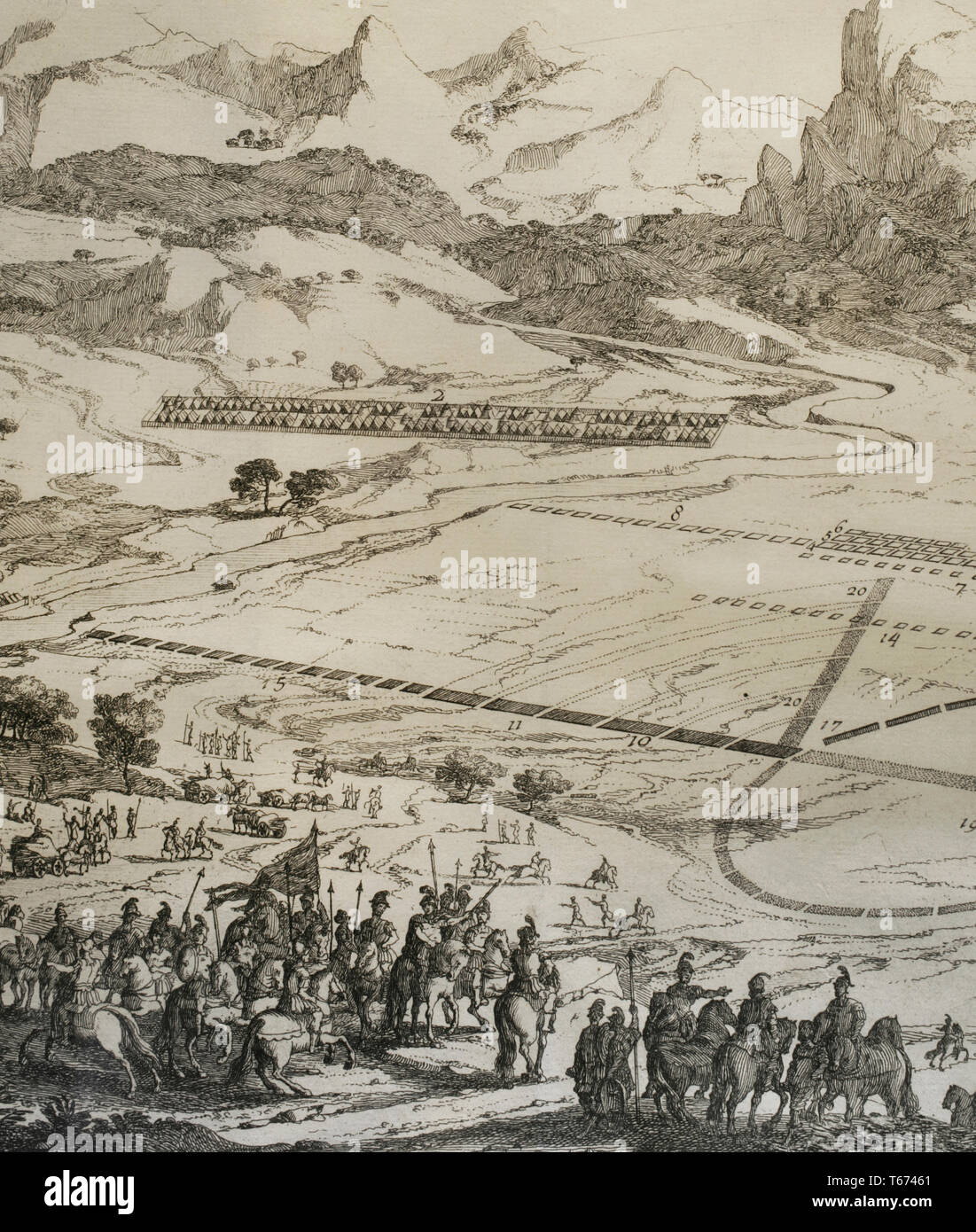 La storia da Polibio. Volume IV. Edizione francese tradotto dal greco da Dom Vincent Thuillier. Osservazioni della scienza militare arricchito con critica e note storiche da M. De Folard. Parigi, Chez Pierre Gandouin, Julien-Michel Gandouin, Pierre-Francois Giffart e Nicolas-Pierre Armand, 1728. Seconda Guerra Punica. Battaglia di Cannae. 2 agosto 216 BC. Esso ha avuto luogo nelle vicinanze del borgo antico di Cannae, nel sud della Puglia (oggi Puglia, Italia), tra gli eserciti di Roma e di Cartagine durante la Seconda Guerra Punica. L Africano, galliche e Celtiberian truppe di Annibale sconfisse i romani comandato Foto Stock