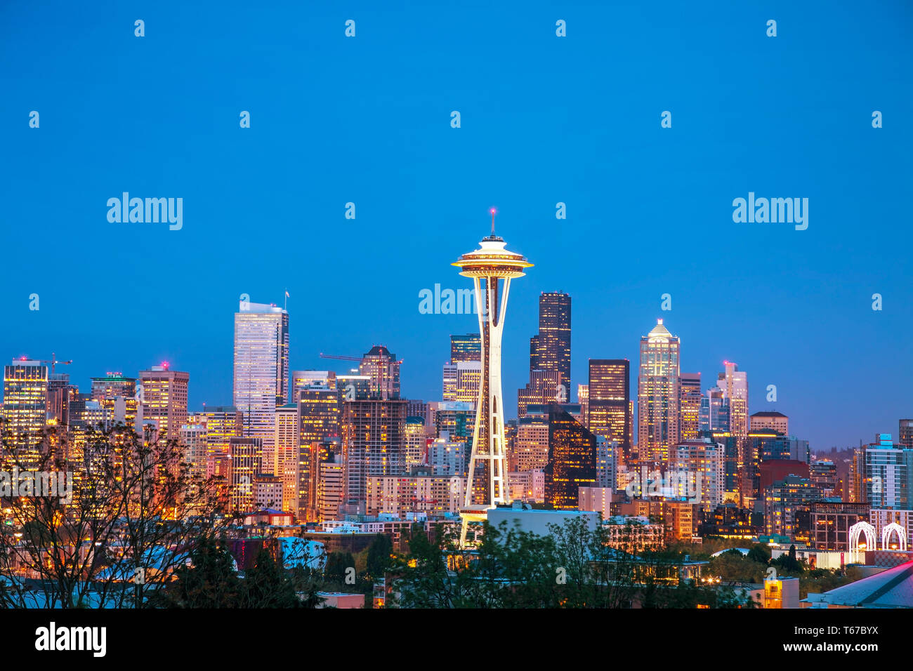 Il centro cittadino di Seattle come visto da Kerry Park Foto Stock