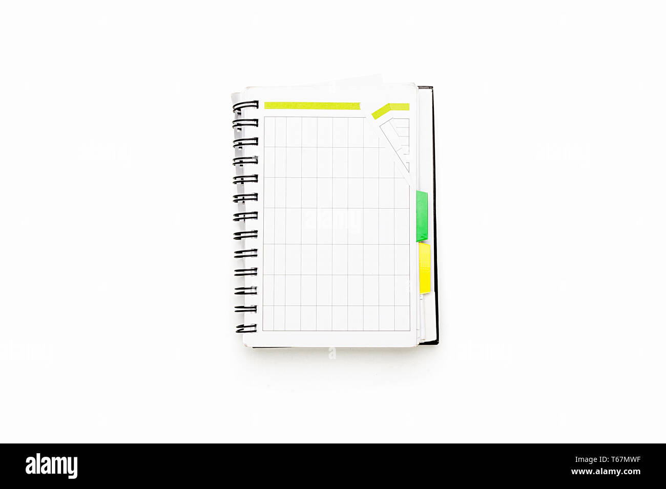 Aprire il programma con ring binder, isolato su bianco Foto Stock