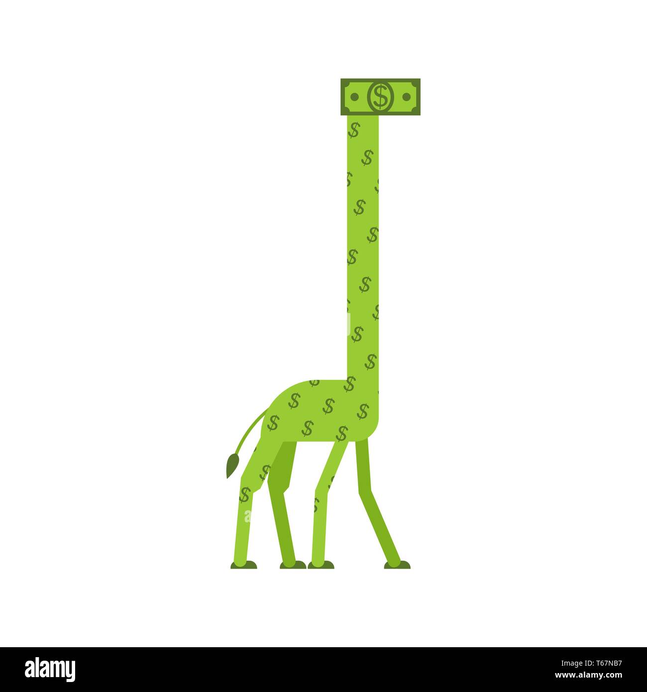 La giraffa dollaro. Denaro animale. Prezzo in dollari in aumento. Il concetto di business in Exchange Illustrazione Vettoriale