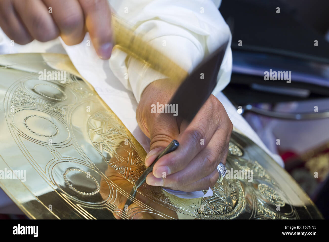 La scriccatura rame stagnato Foto Stock