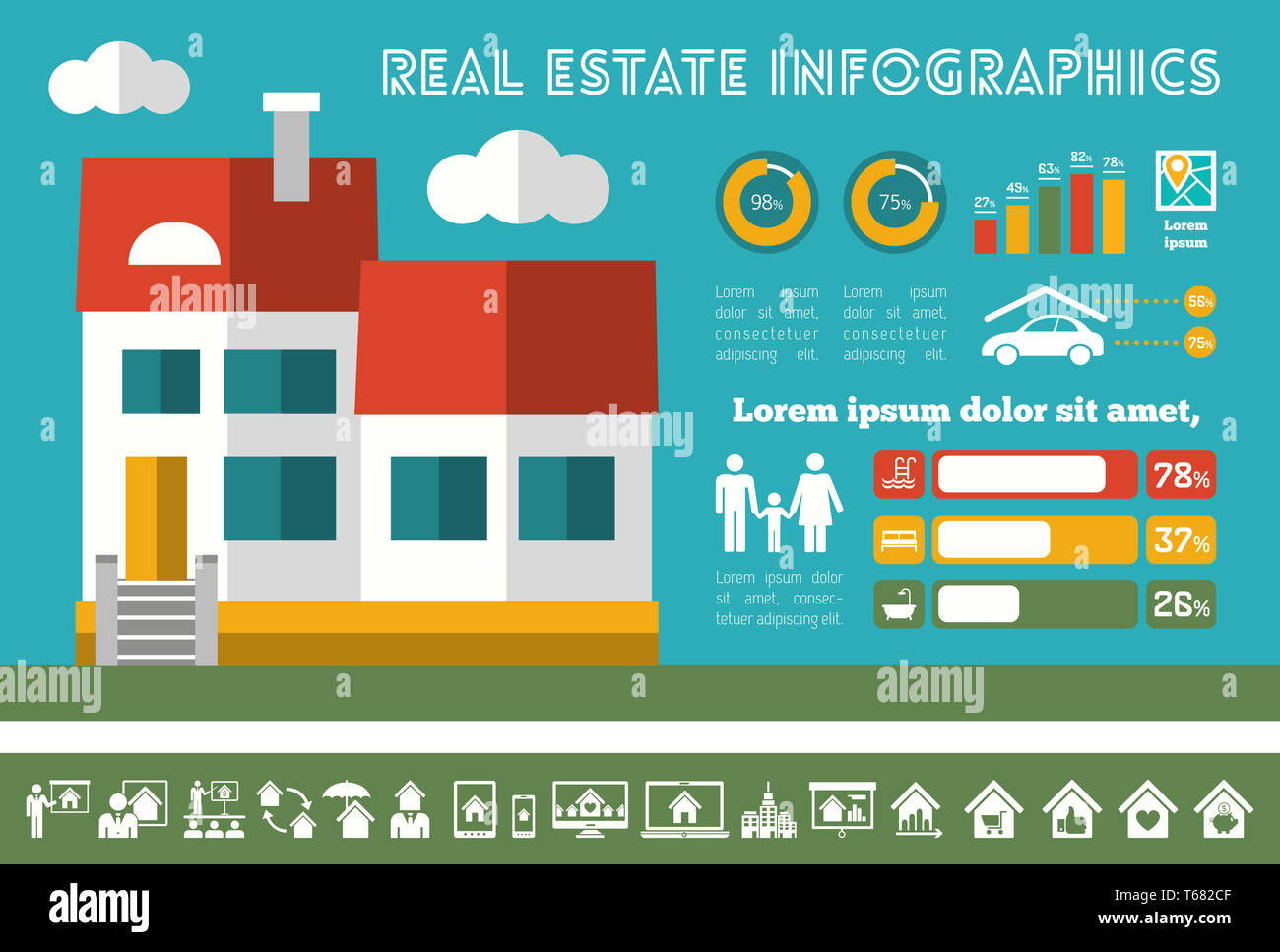 Real Estate Infographics. Foto Stock
