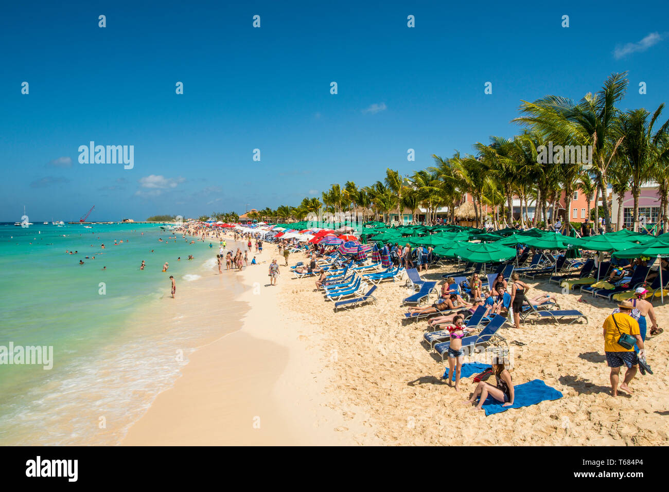 Spiaggia di crociera, Grand Turk Cruise Port, Grand Turk Island, Isole Turks e Caicos, dei Caraibi. Foto Stock
