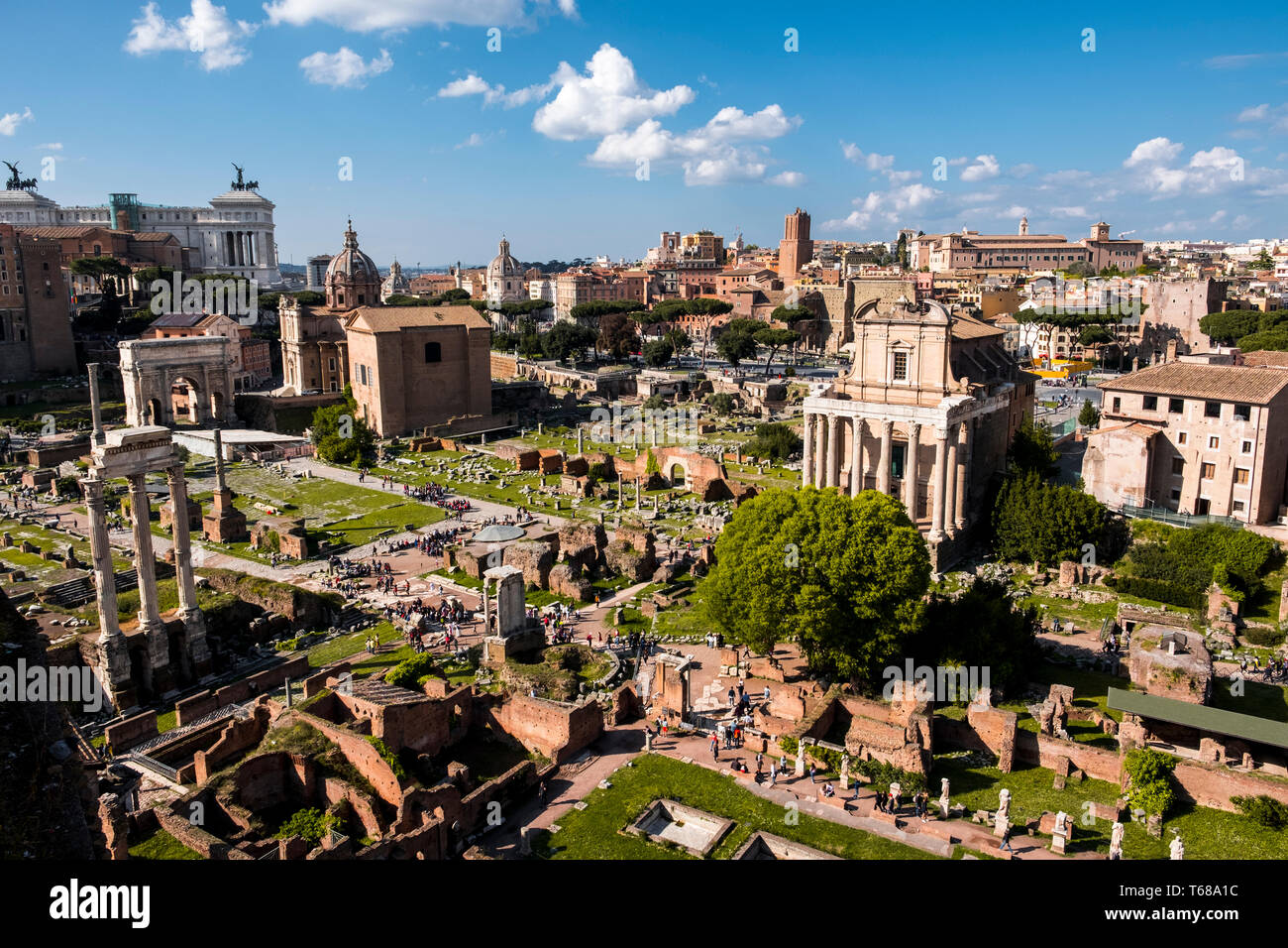 Rovine della Roma antica nel Foro Romano Foto Stock