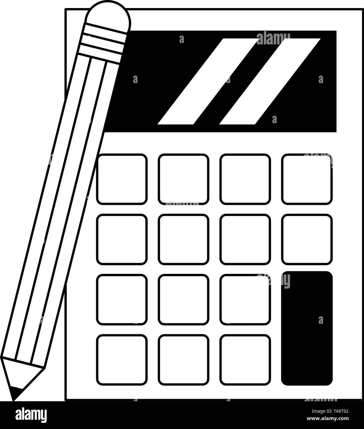 Icona calcolatrice cartoon in bianco e nero Immagine e Vettoriale - Alamy