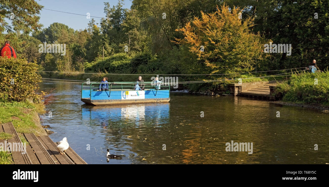 Piccolo traghetto, fiume Niers, Jan un de Faehr, Weeze Foto Stock