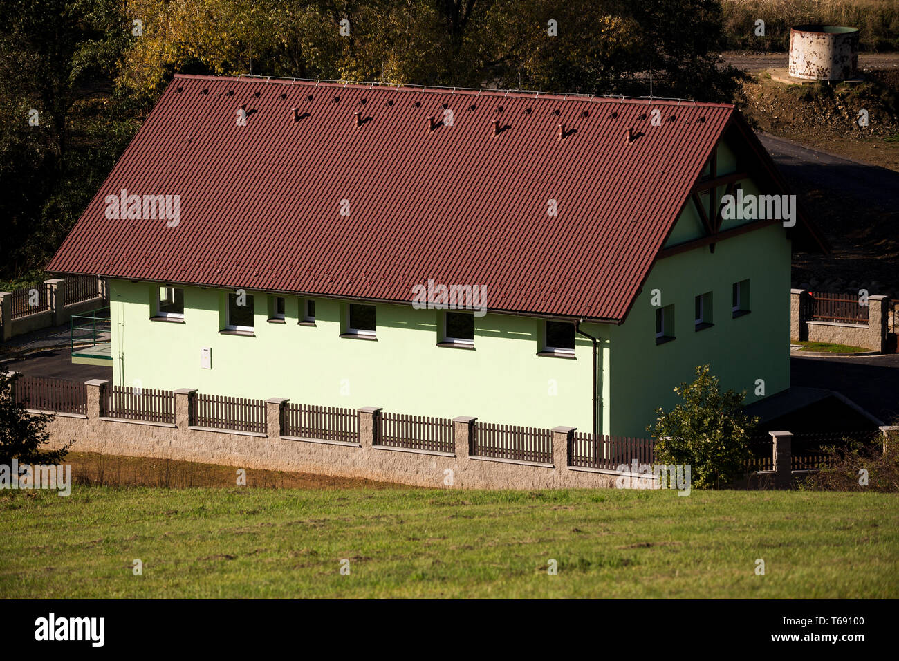Rural impianto di trattamento delle acque reflue Foto Stock