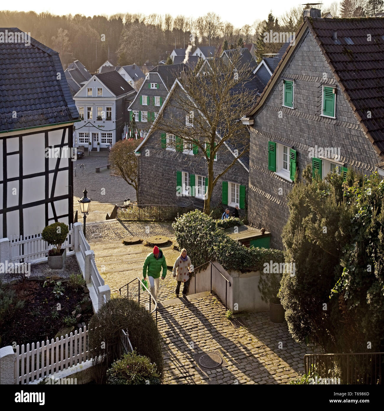 Il centro storico di Graefrath, Solingen, Bergisches Land, Renania del nord-Westfalia, Germania Foto Stock