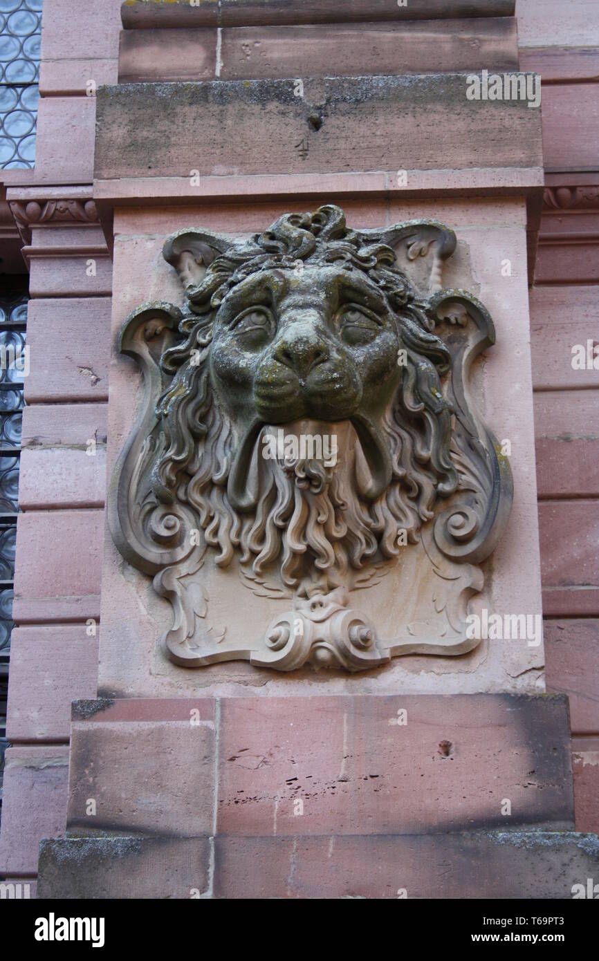 Heidelberg, Lion sollievo a Heidelberg Castle Foto Stock