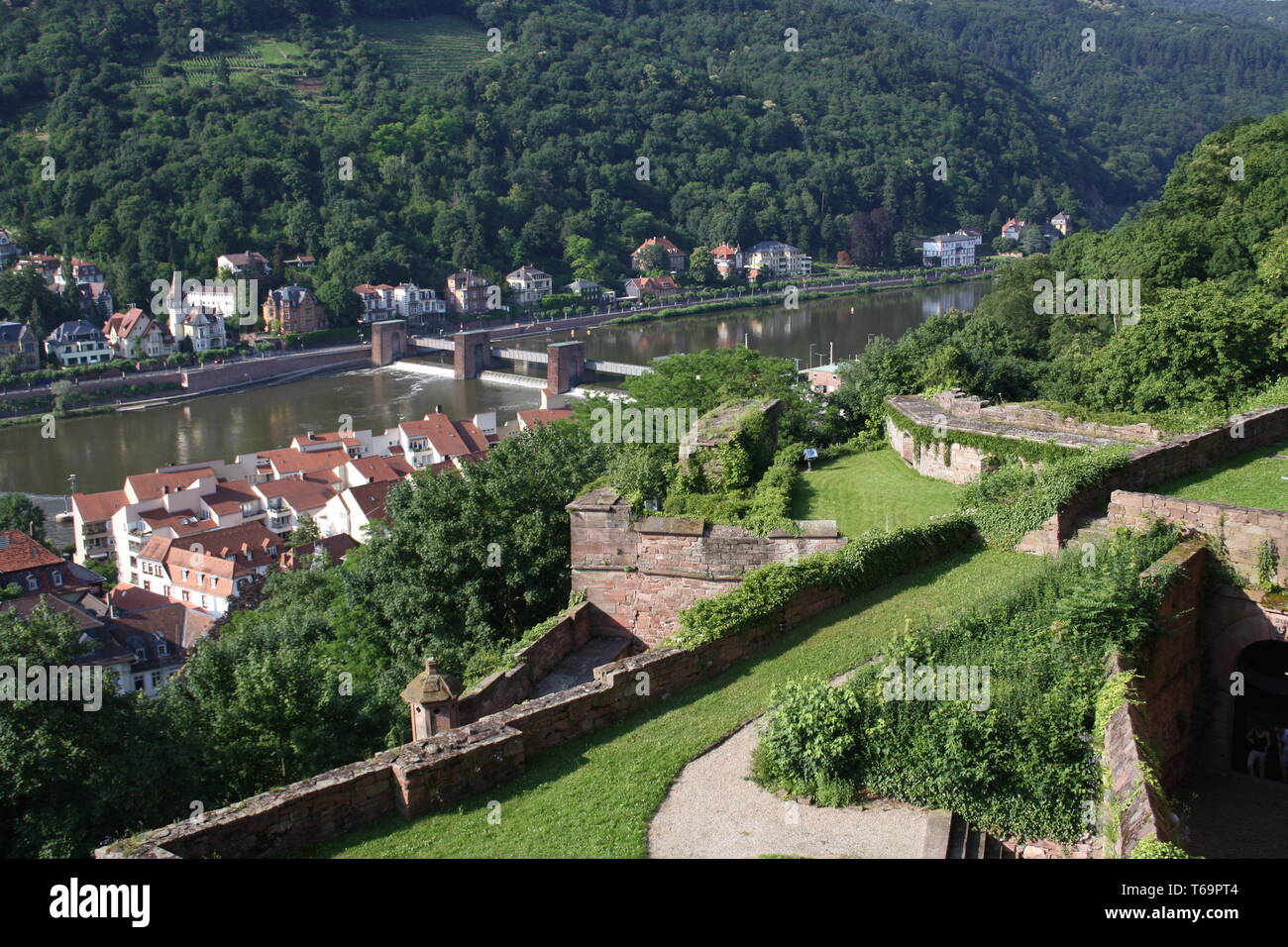 Heidelberg, vista dalla terrazza del castello Foto Stock