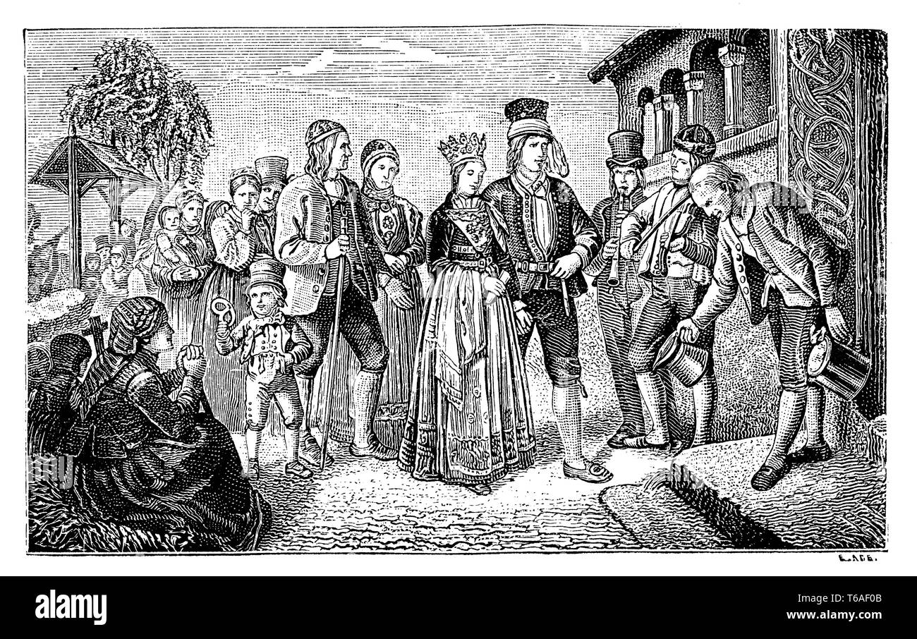 Nozze norvegese. Da O. Bäring, 1881 Foto Stock