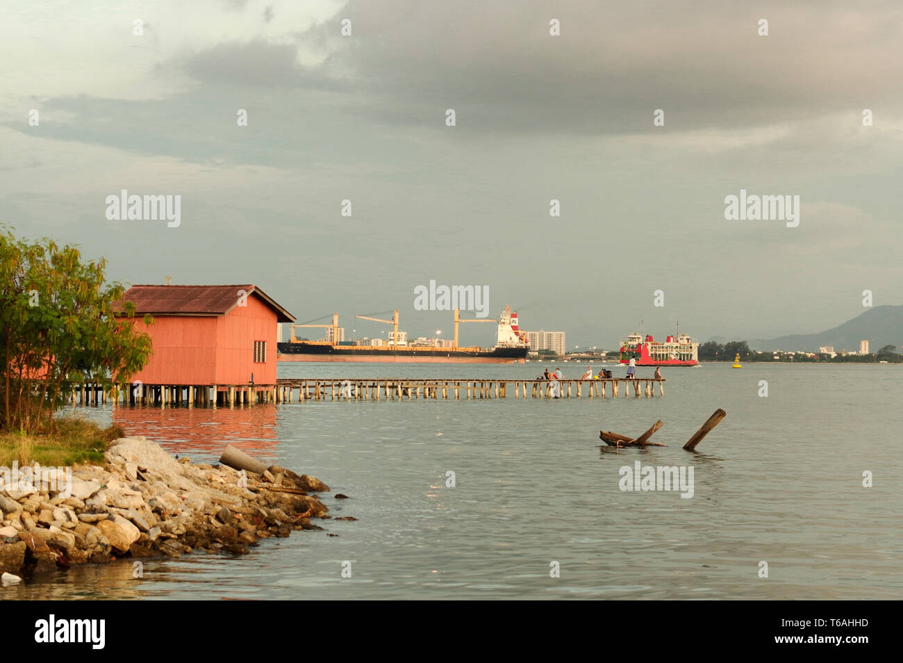 Un tramonto meraviglioso di George Town, Penang Malaysia Foto Stock