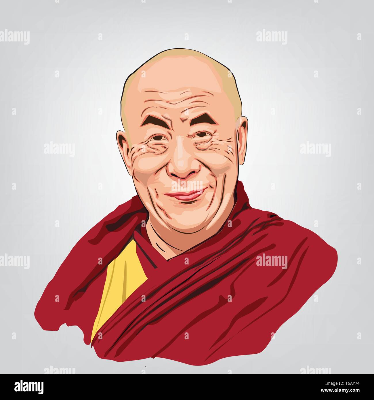 Ritratto del dalai lama.monaco buddista. Illustrazione Vettoriale