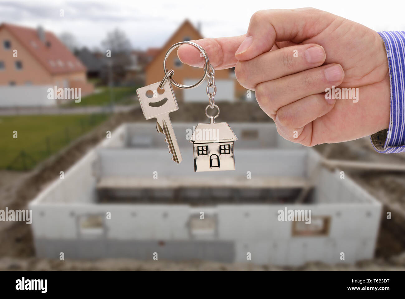 Chiavi in mano per la nuova casa e real estate Foto Stock