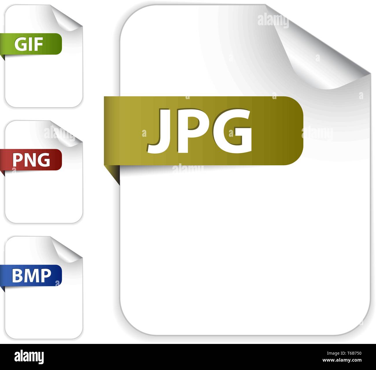 Vector set di icone per file di immagine - Estensioni jpg, png, gif, png Illustrazione Vettoriale