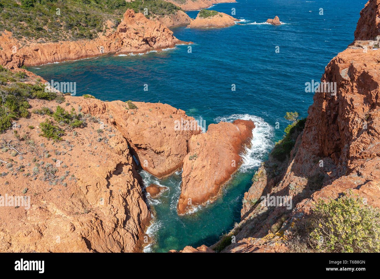 Baia di Calanque du Petit Caneiret, Antheor, Var, Provence-Alpes-Côte d'Azur, in Francia, in Europa Foto Stock