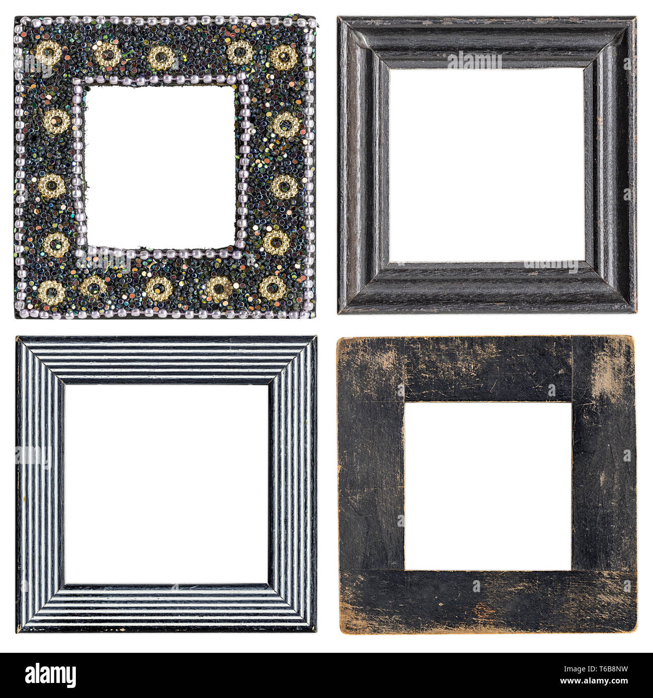 Set Di 2 Cornici Quadrate In Legno Rustico 10x10 Cm - Con Plexiglass, Da Tavolo O Da Parete, Per Foto E Ricordi