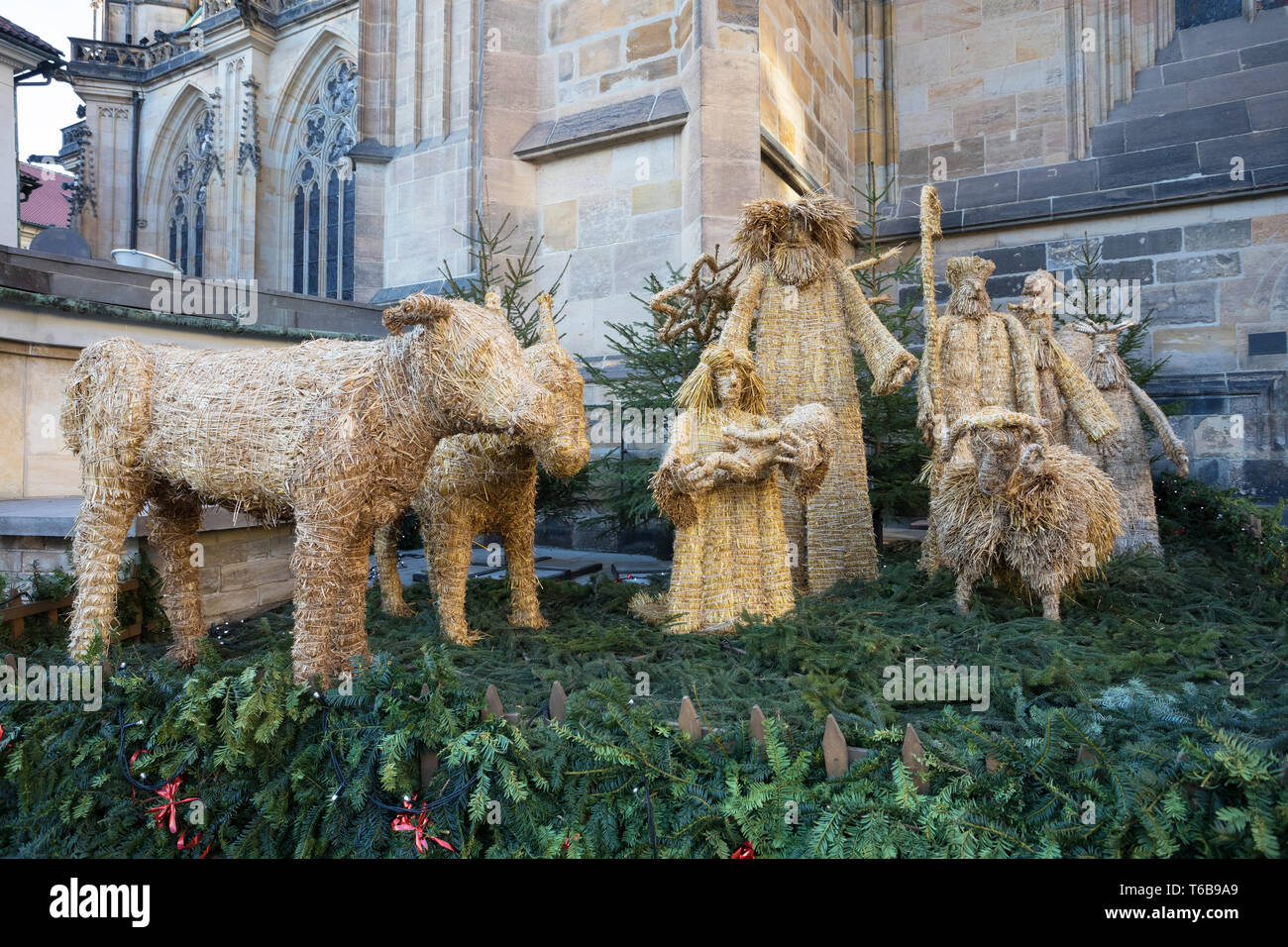 La paglia presepe al st. La cattedrale di San Vito e a Praga Foto Stock