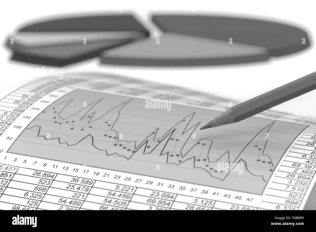 Finanza e Affari con grafico e calcolatrice al mercato azionario Foto Stock