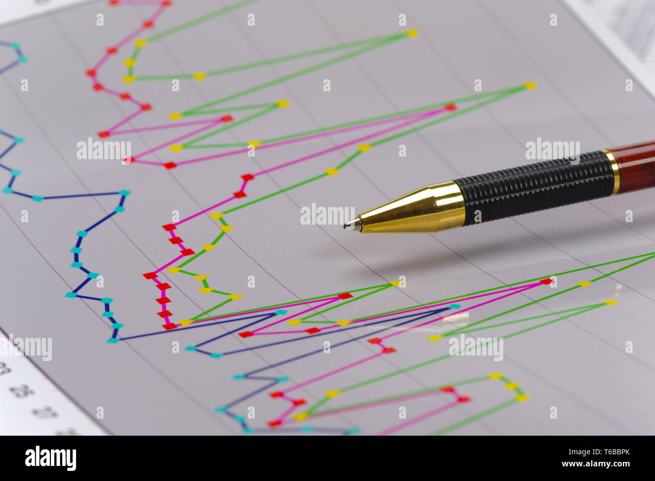 Finanza e Affari con grafico e grafico al mercato azionario Foto Stock