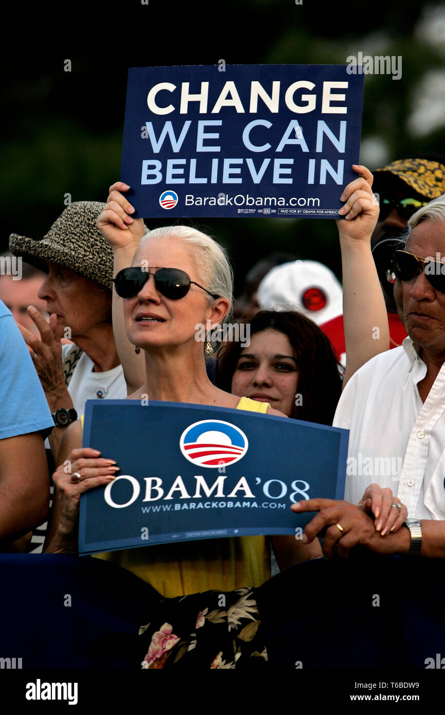 Le elezioni primarie in Pennsylvania. Obama raduni in Lancaster Foto Stock