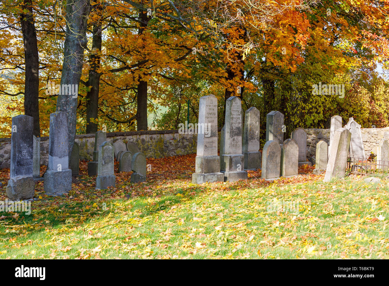 Dimenticata e unkempt cimitero ebraico Foto Stock