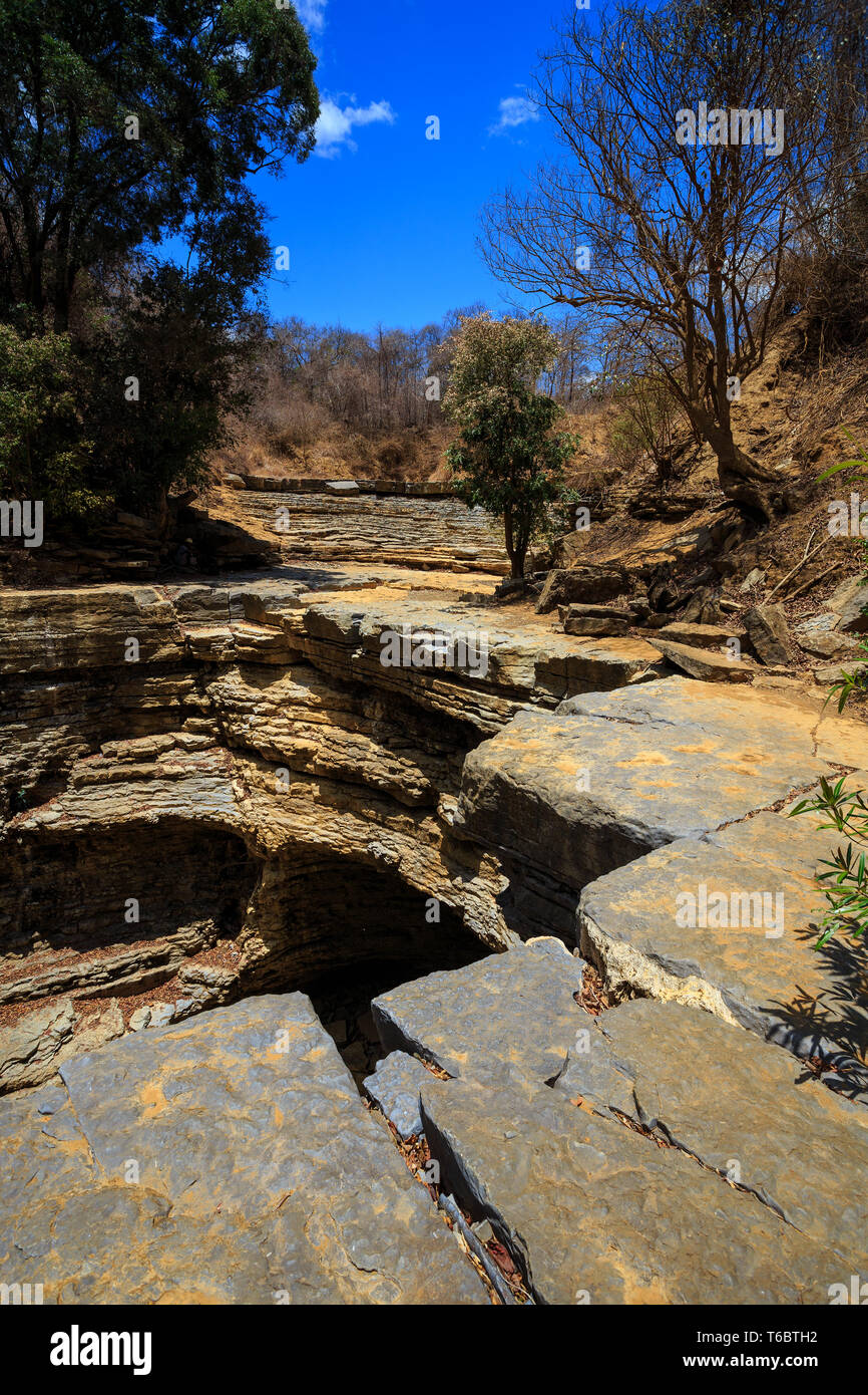 Ingresso a secco per il fiume sotterraneo del Madagascar Foto Stock