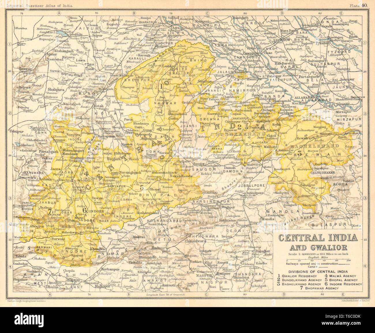 India centrale'. India britannica province. Il Madhya Pradesh 1909 antica  mappa Foto stock - Alamy