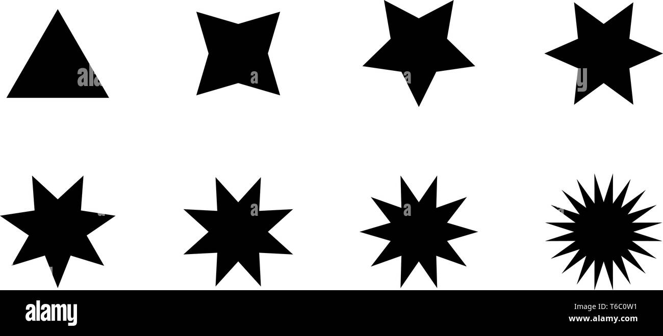 Stelle di forme vettoriali Set. Star icona glyph vettore. Illustrazione Vettoriale