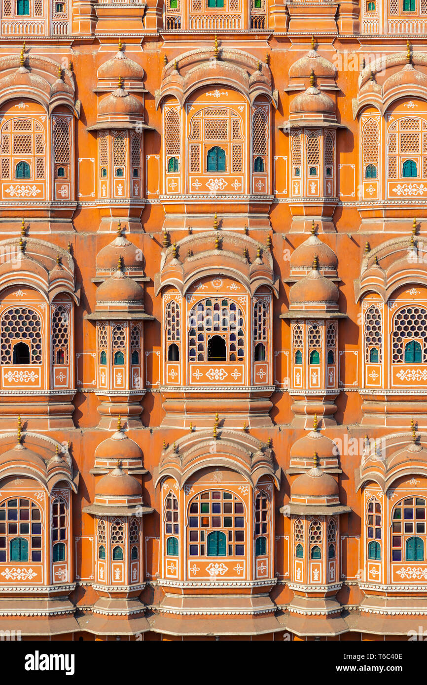 India Rajasthan, Jaipur, Hawa Mahal (palazzo di vento). Foto Stock