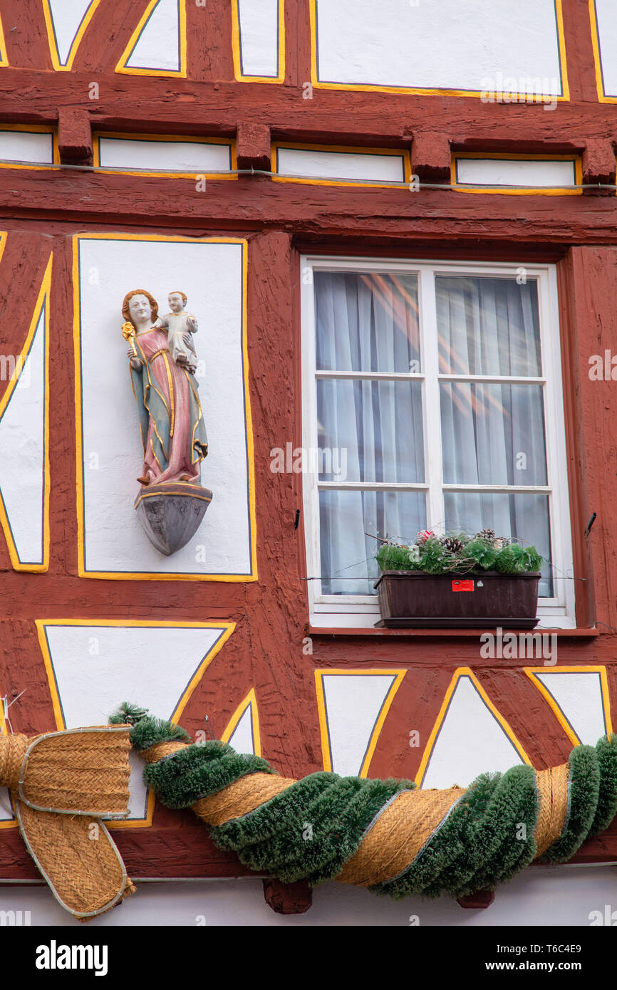 A struttura mista in legno e muratura edificio, Mainz, Renania-Palatinato, Germania Foto Stock