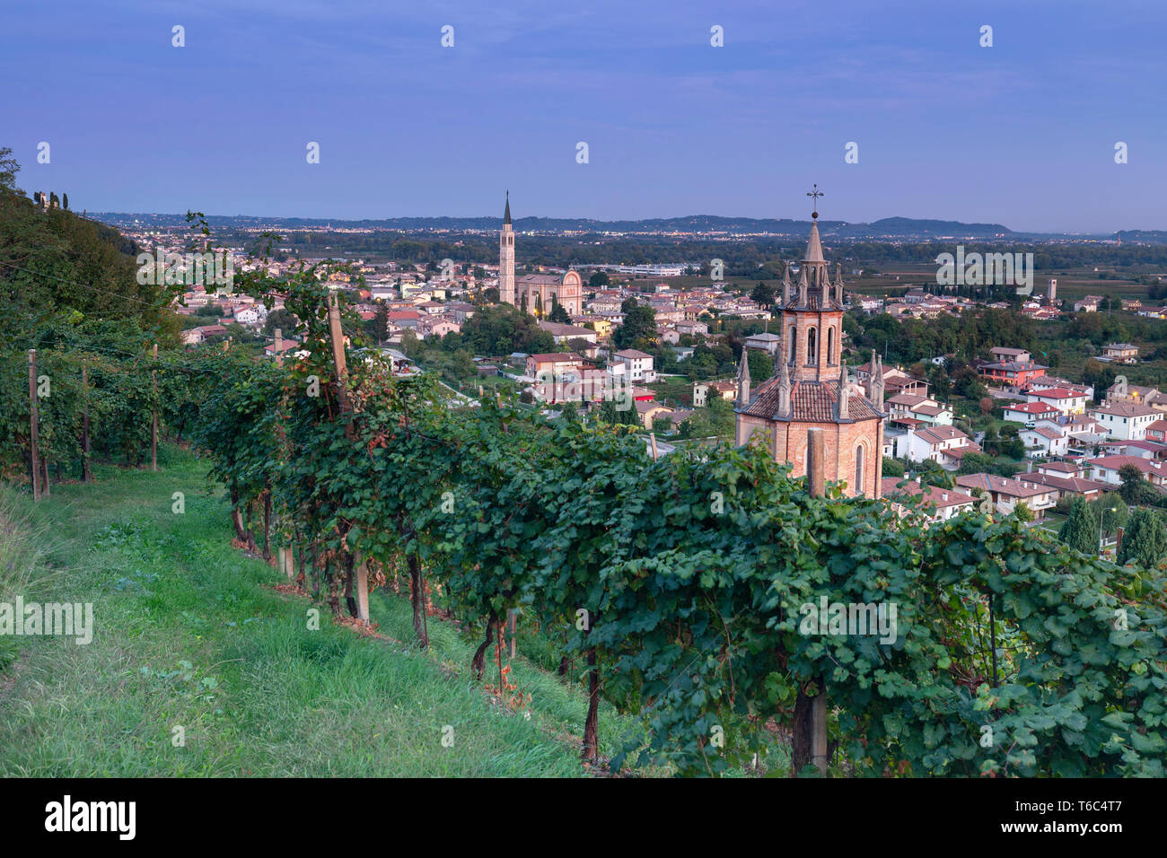 L'Italia, Veneto. Strada del Prosecco. Distretto di Treviso. Farra di Soligo. Chiesa del Colle di San Martino Foto Stock