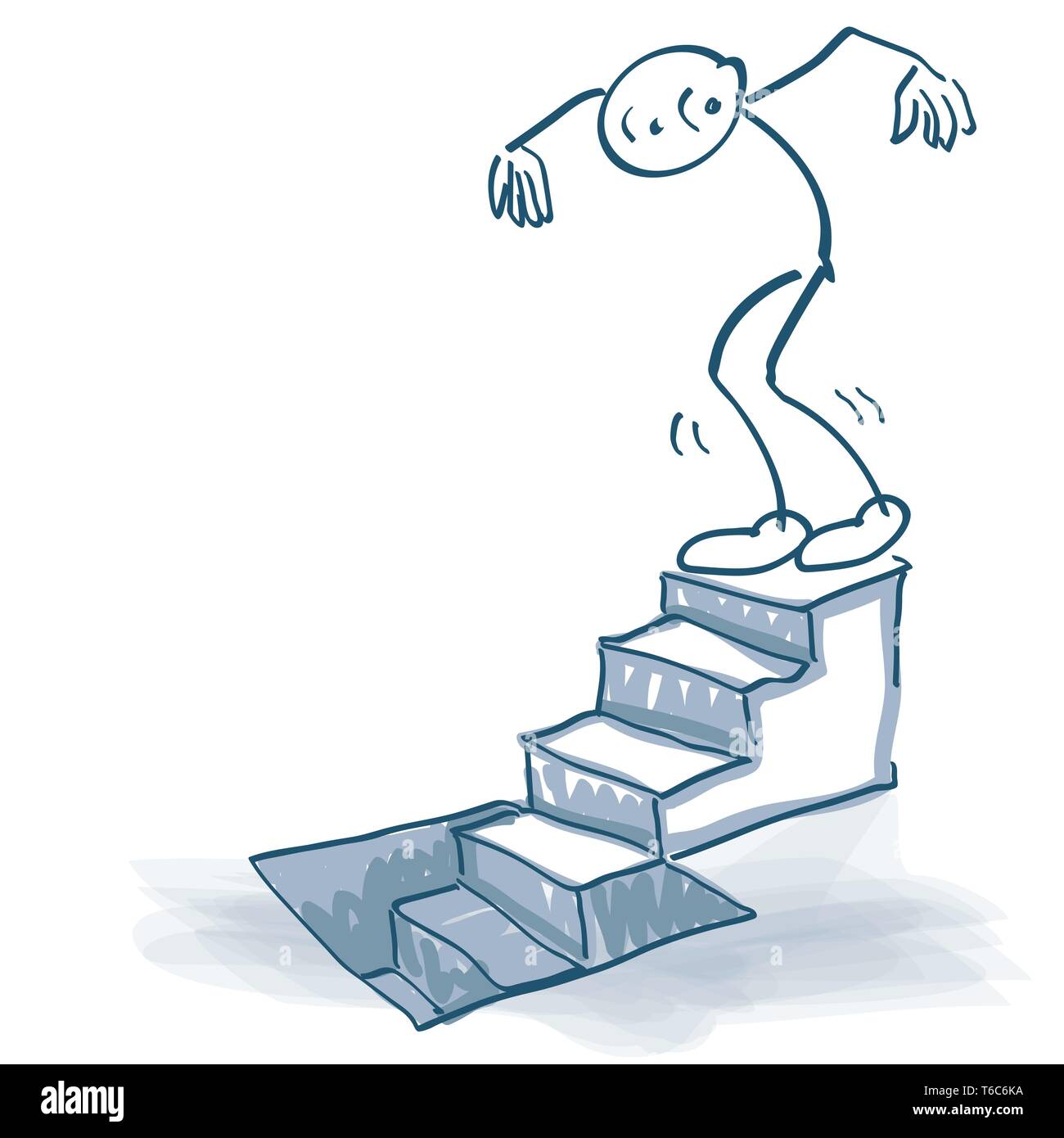 Stick figura va giù per una scala che porta al piano seminterrato Illustrazione Vettoriale