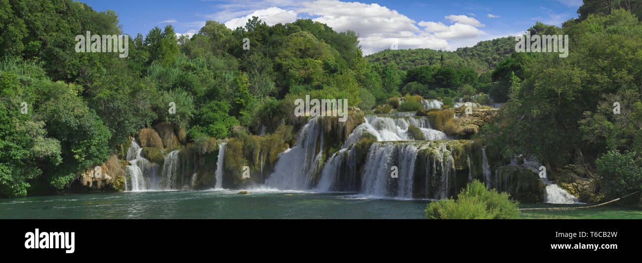 Fiume Krka cascata Panorama Foto Stock