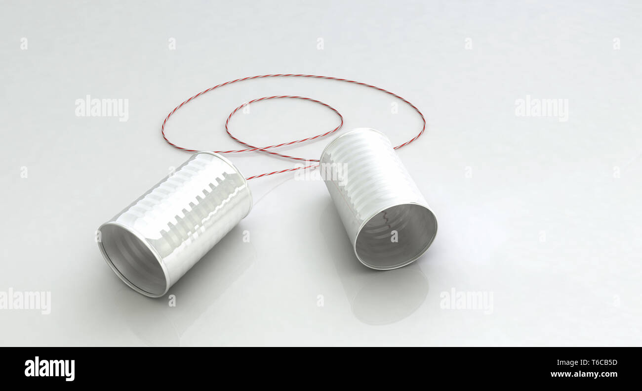 Lucido stagno riflettente può telefonare con il rosso e bianco stringa su uno sfondo bianco. Adatto per la tecnologia, comunicazioni, business e giocare a tim Foto Stock