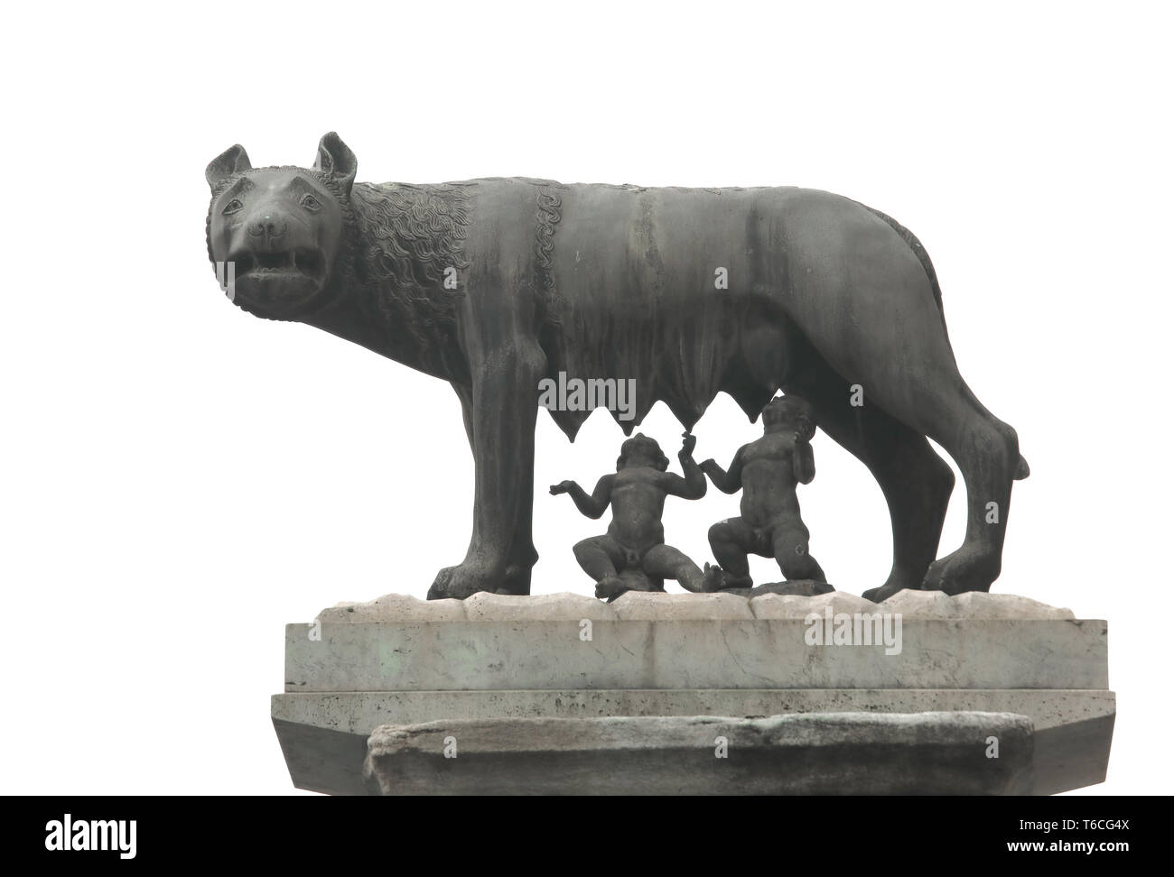 Lupo capitolino chiamato Lupa Capitolina in lingua italiana è una scultura  in bronzo con una lupa lattante Romolo e Remo bambini a Roma Italia Foto  stock - Alamy