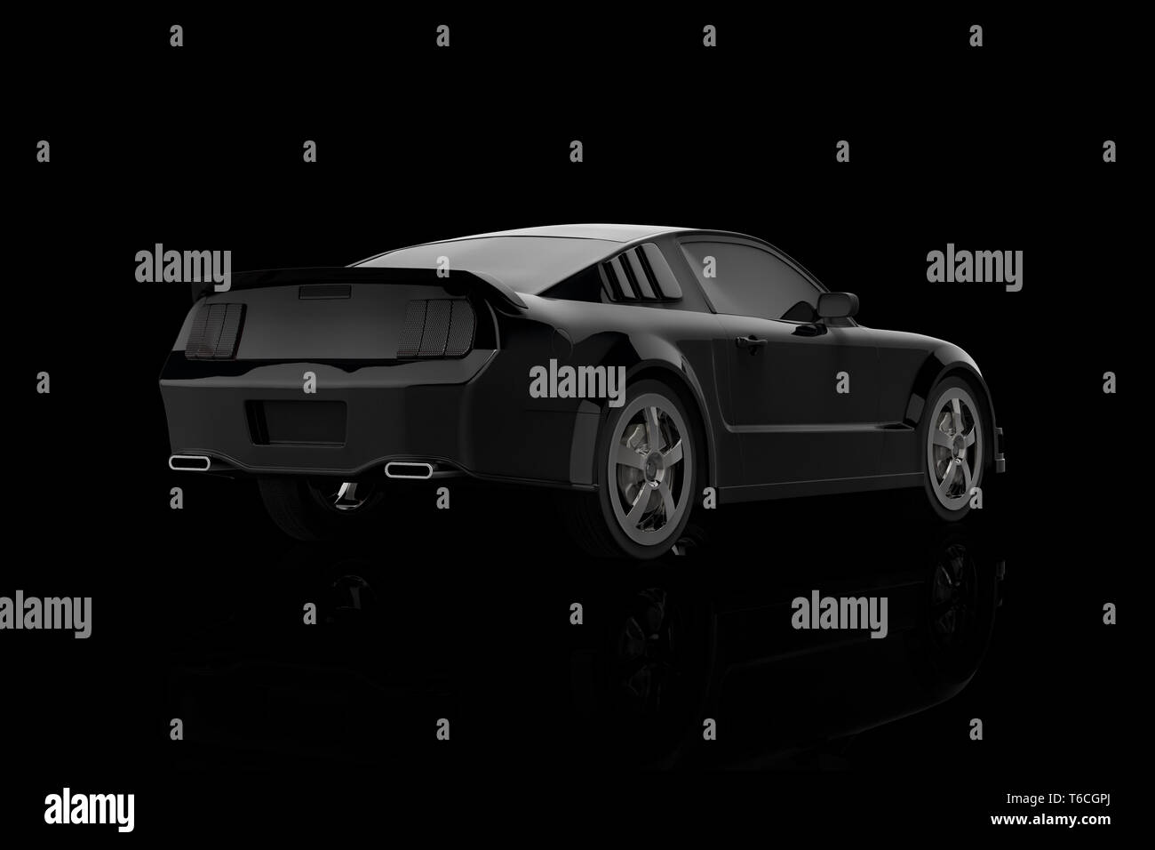 3D rendering di una vettura sportiva su sfondo nero Foto Stock