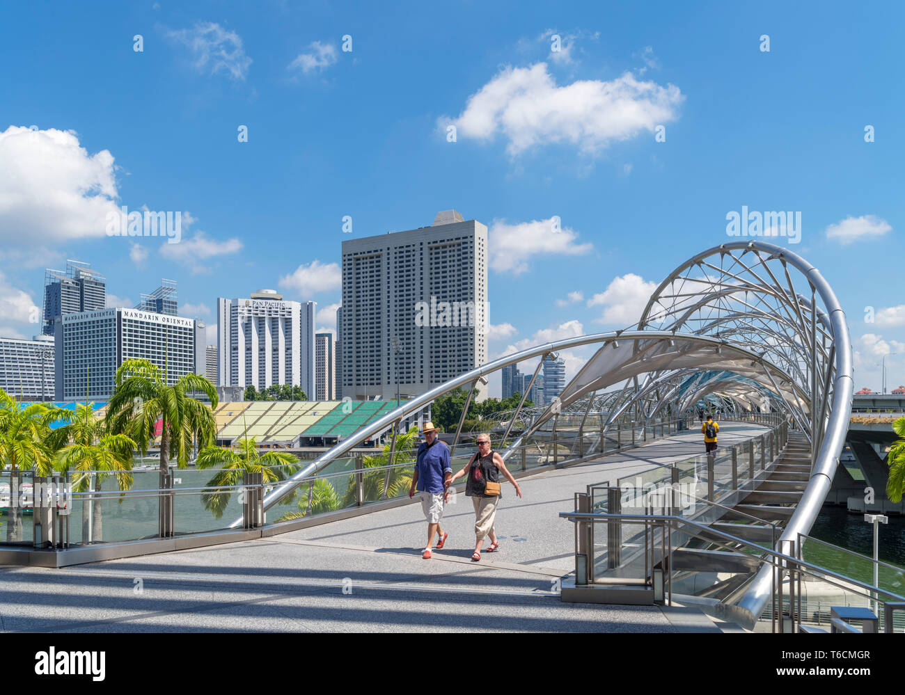 Il ponte di elica da Marina Bay Sands, Marina Bay, Città di Singapore, Singapore Foto Stock