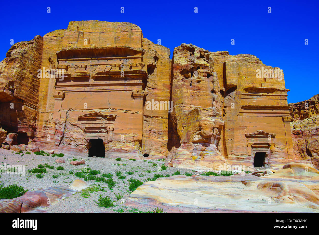 Un Mughar Nassara le tombe sono tombe cristiane, situato nella parte orientale di Petra. Giordania Foto Stock