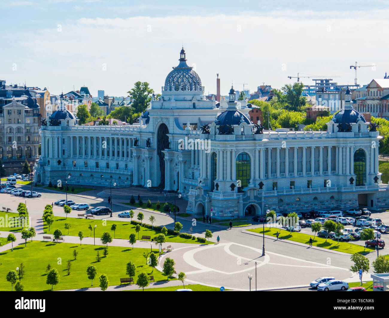 Vista aerea del Ministero dell'agricoltura e cibo (Palazzo degli agricoltori) a Kazan, Repubblica di Tatarstan, Russia Foto Stock