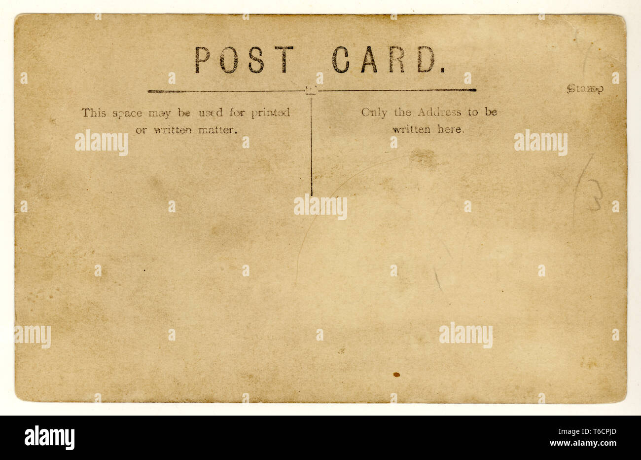 Retro della cartolina edoardiana, non usata postalmente, Regno Unito Foto Stock
