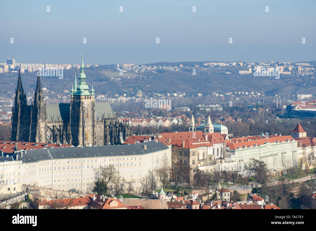 La Cattedrale di San Vito e il castello visto da di Petrin Foto Stock