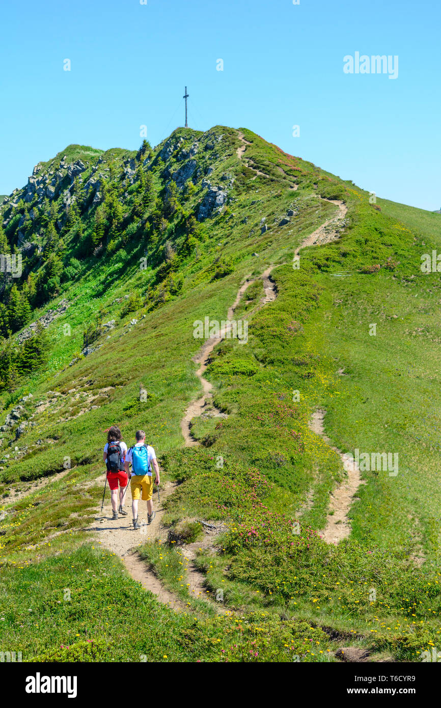 Due escursionisti in montagna in estate in Western Alpi austriache Foto Stock