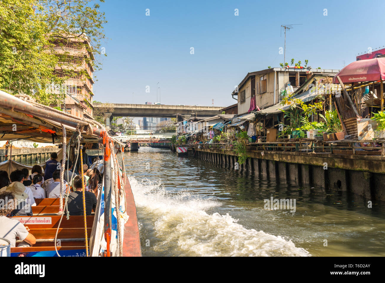 Express servizio barca sul Khlong Saen Saep a Bangkok Foto Stock