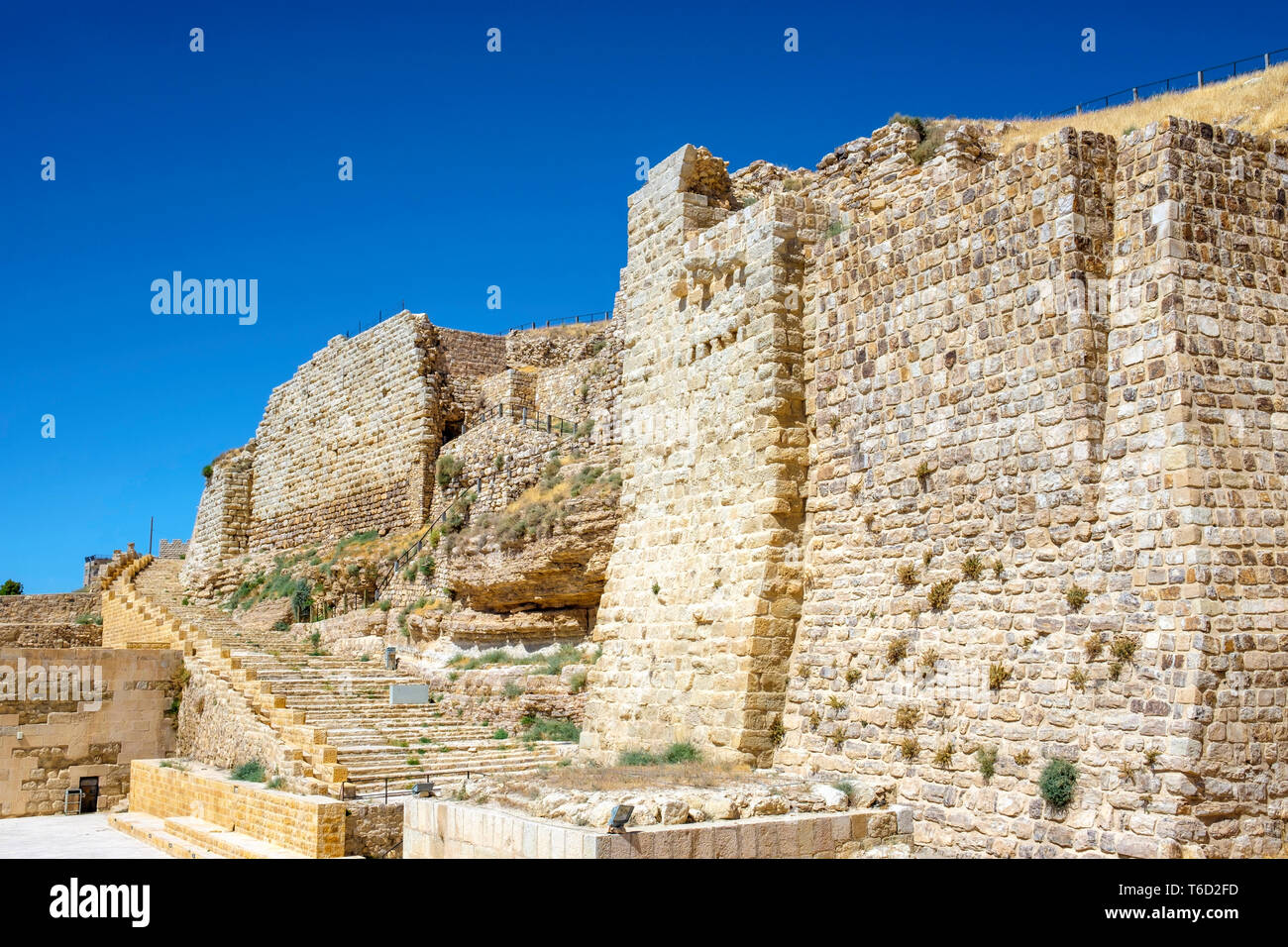 Giordania, Karak Governatorato, Al-Karak. Kerak castello del XII secolo il castello dei Crociati, uno dei più grandi castelli dei crociati nel Levante. Foto Stock