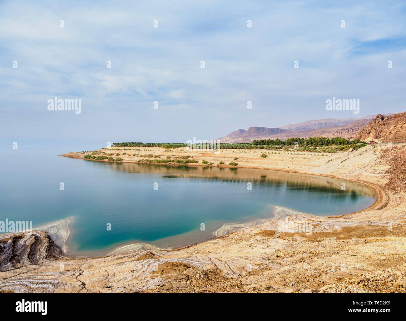 Mar Morto, vista in elevazione, Karak Governatorato, Giordania Foto Stock