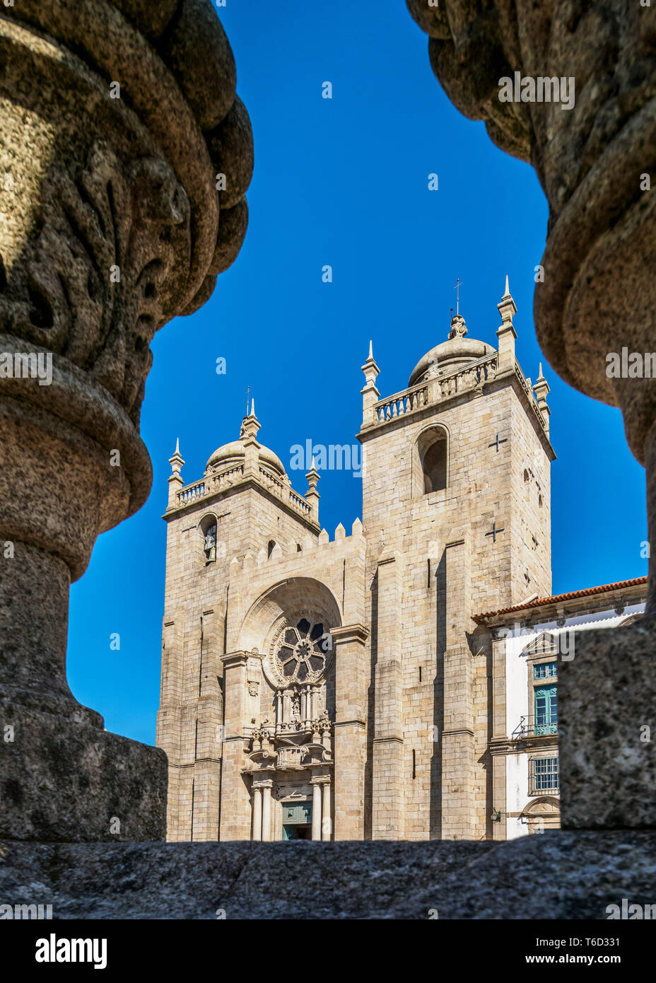 Se Cathedral, Pelourinho Square, Porto, Portogallo Foto Stock