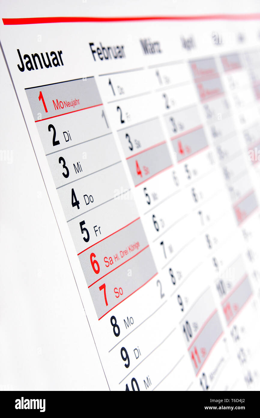 calendario da parete Foto Stock